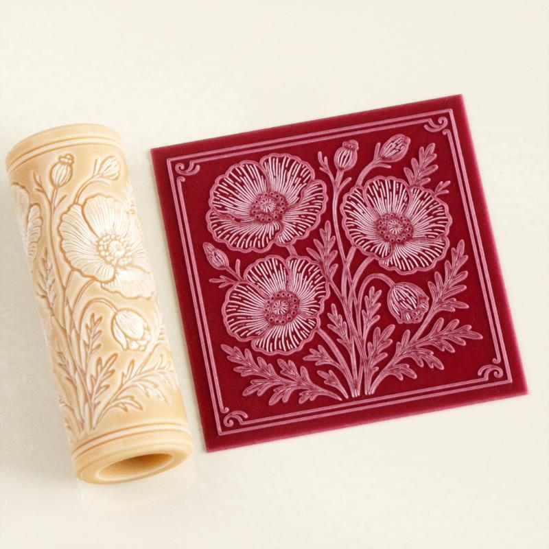 Embroidery Texture - Wałek do gliny z motywem kwiatowej