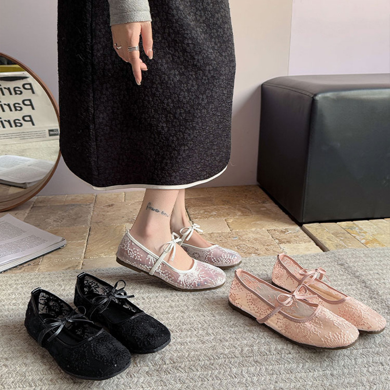 Embroidery Shoes - Damskie delikatne baleriny 2026 Nowe ażurowe,