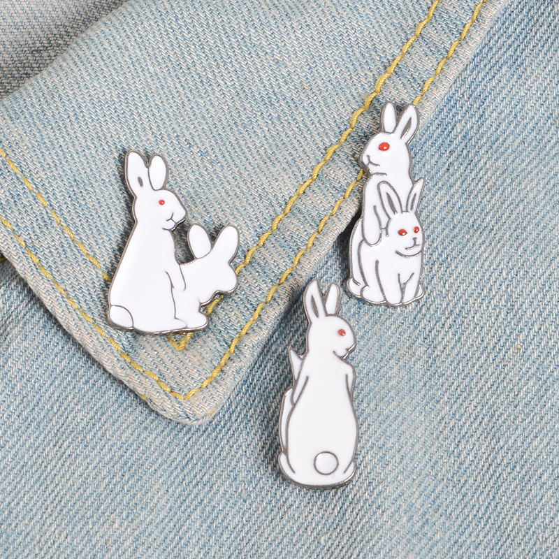Embroidery Rabbit - Broszka przypinki zwierzęta kreskówkowe króliczki z