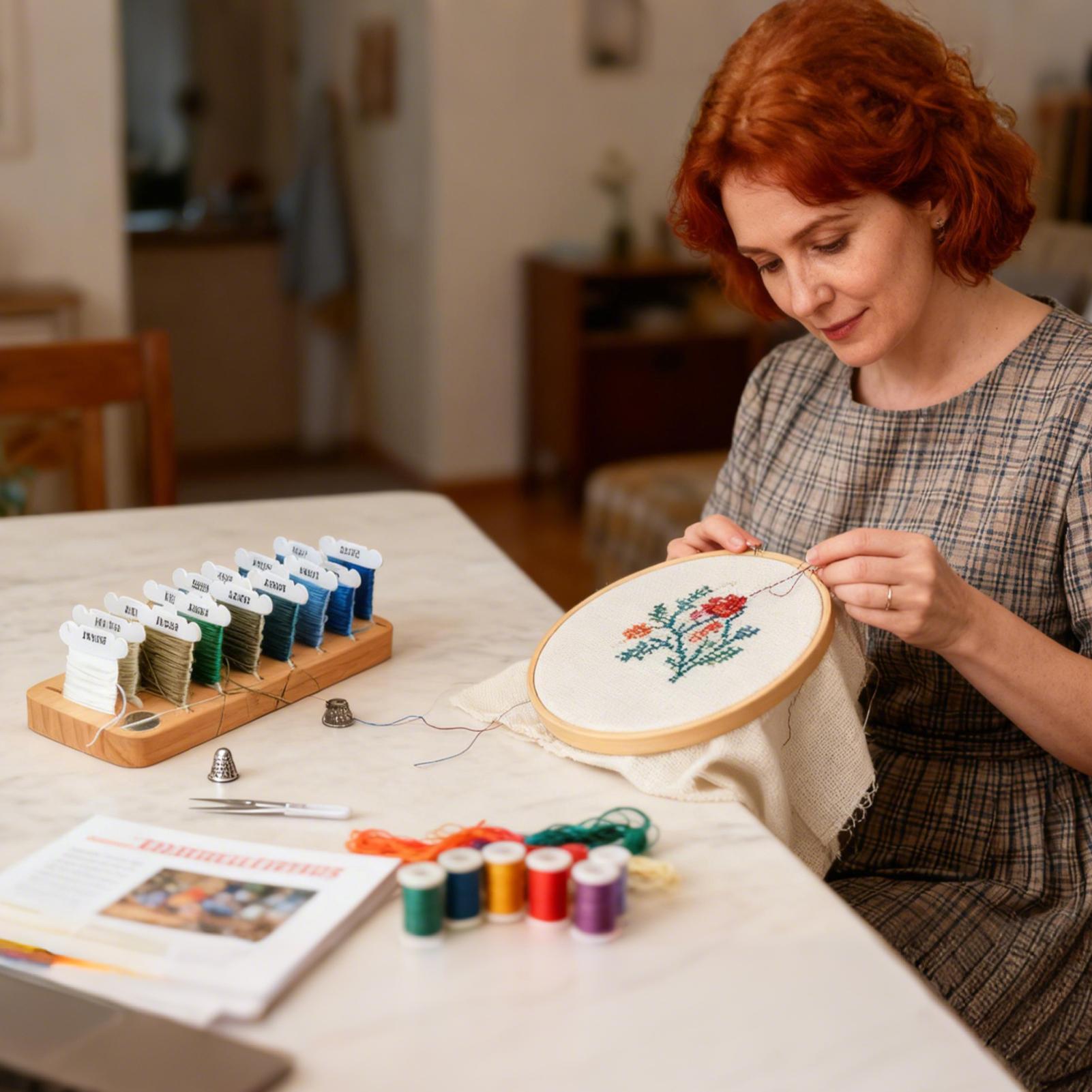 Embroidery Floss - Organizer na nici do haftowania, drewniany