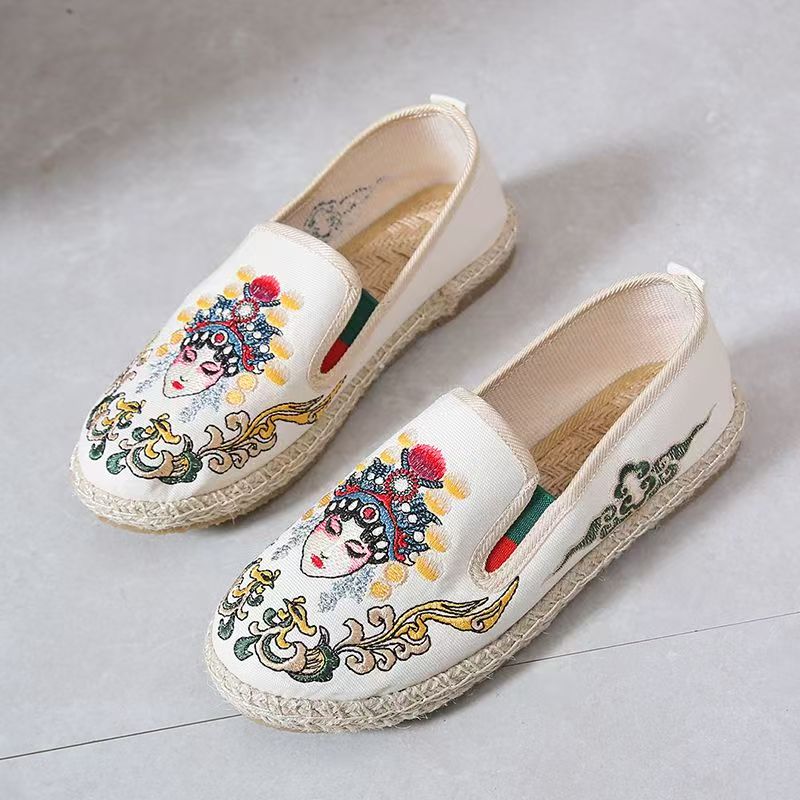 Embroidery Shoes - Damskie płaskie buty z haftowanego materiału,