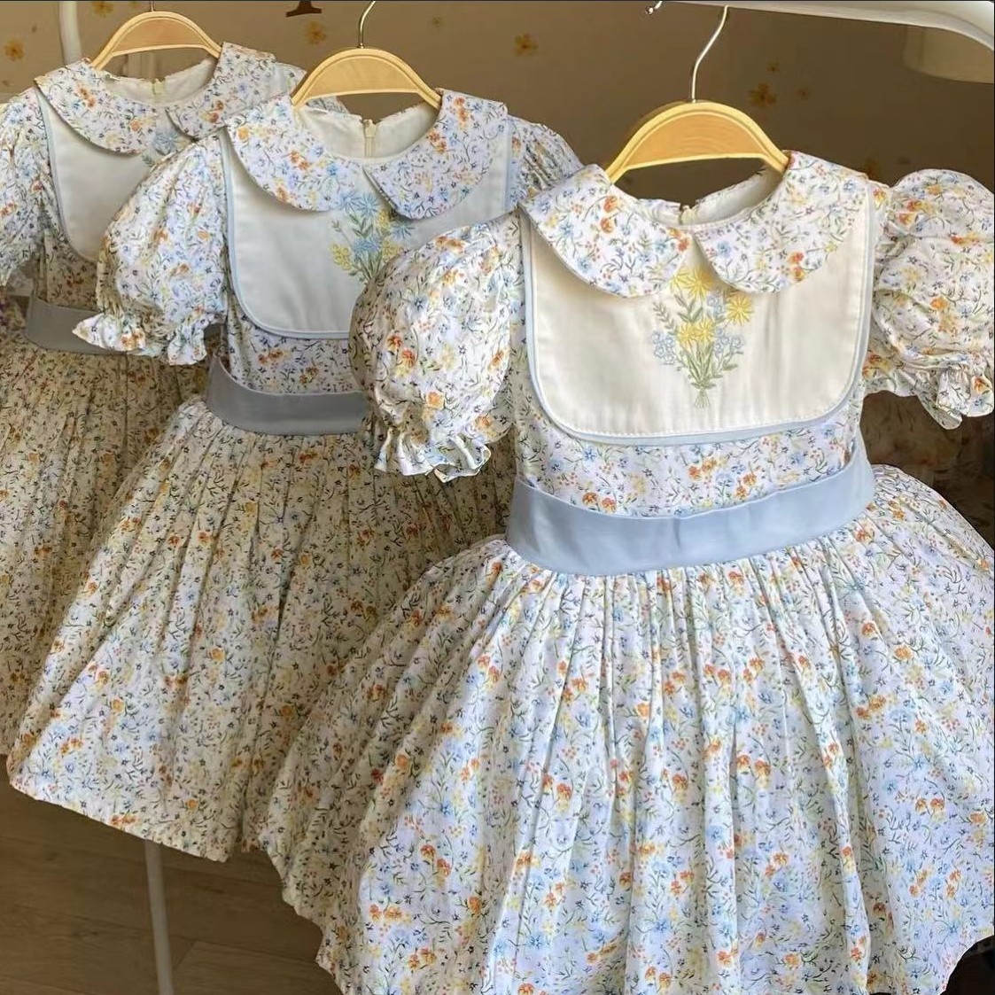 Embroidery Yellow Flower - Sukienka dla dziewczynki 0-12 lat, letnia,