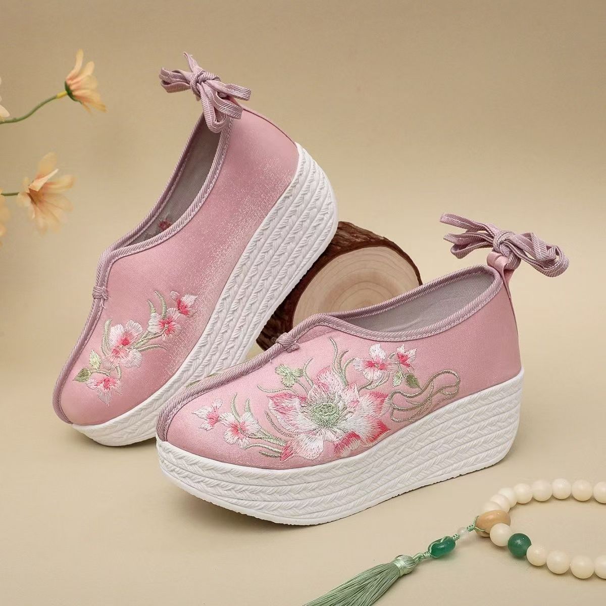 Embroidery Shoes - Damskie etniczne buty na koturnie, haftowane,