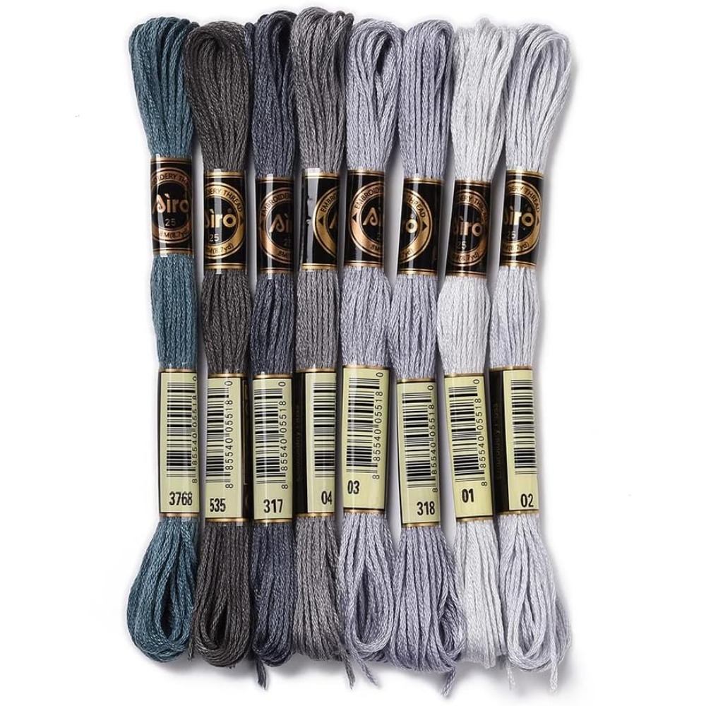 Embroidery Floss - 8 wężyków 70 jardów Szare bransoletki