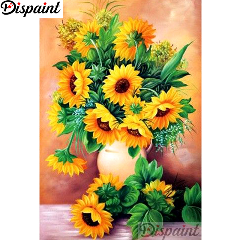 Embroidery Yellow Flower - Diamentowa mozaika 5D DIY z pełnymi/okrągłymi