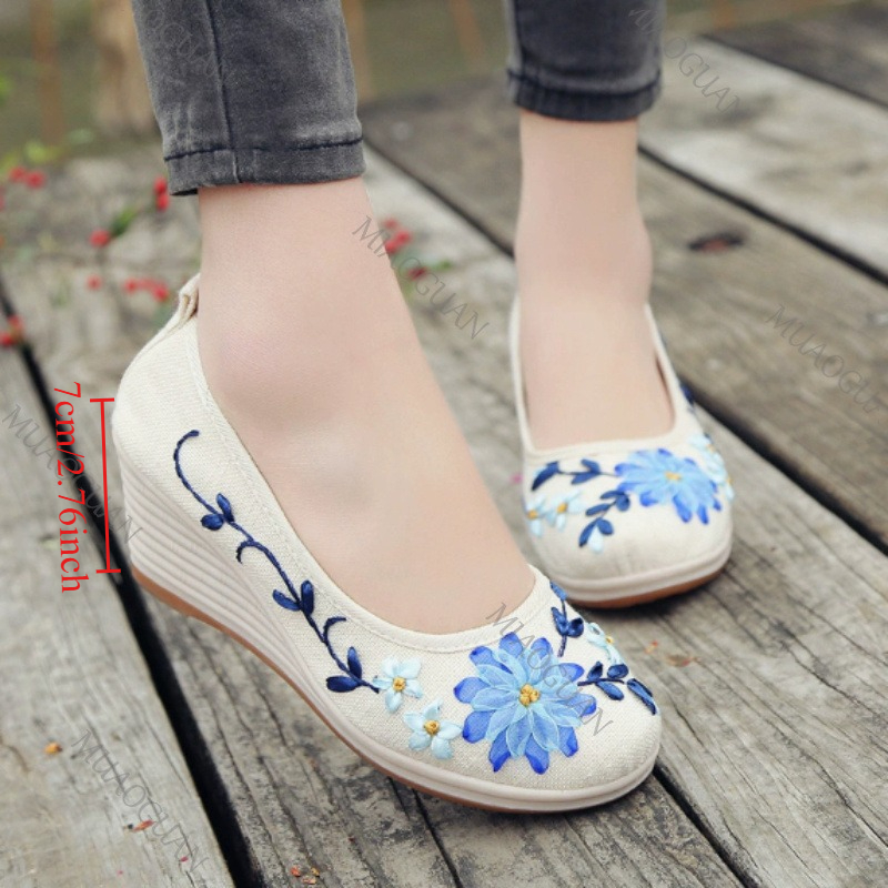 Embroidery Shoes - Haftowane damskie wygodne buty na koturnie