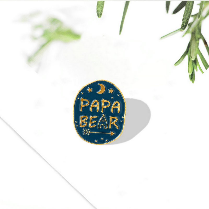 Embroidery Logo - Mama Papa niedźwiedź emaliowane szpilki niestandardowe