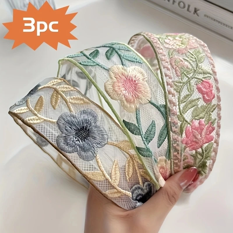 Embroidery Motif - 1/3 szt. Elegancka szyfonowa opaska do