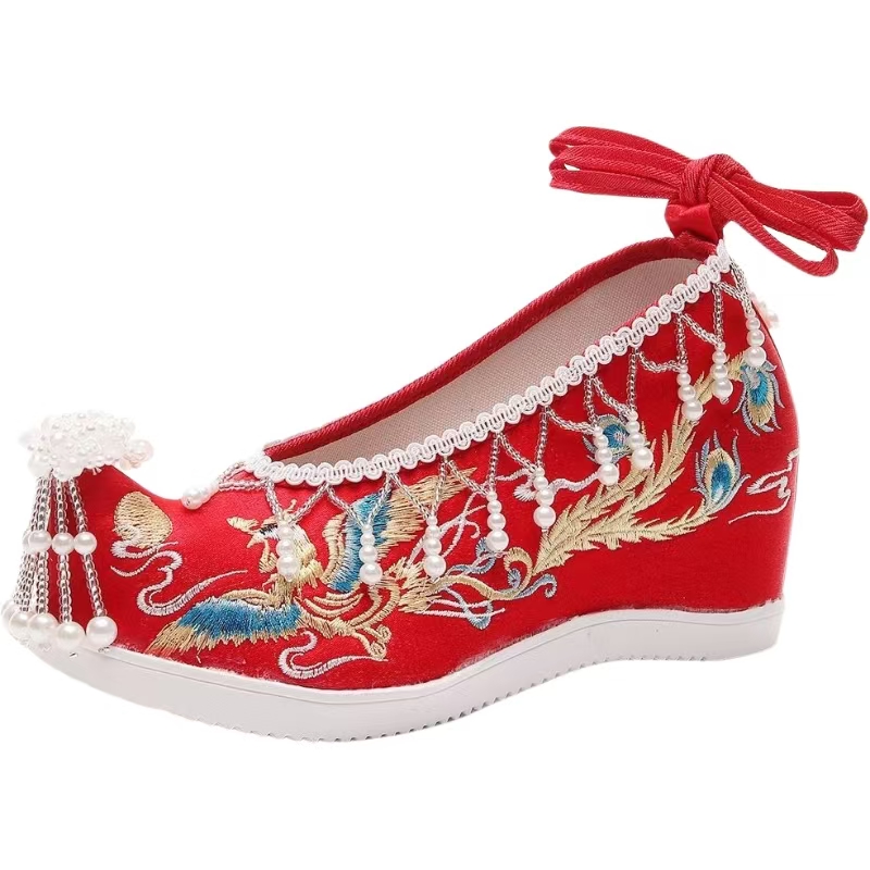 Embroidery Shoes - Damskie Nowe Czerwone Haftowane Buty Ślubne