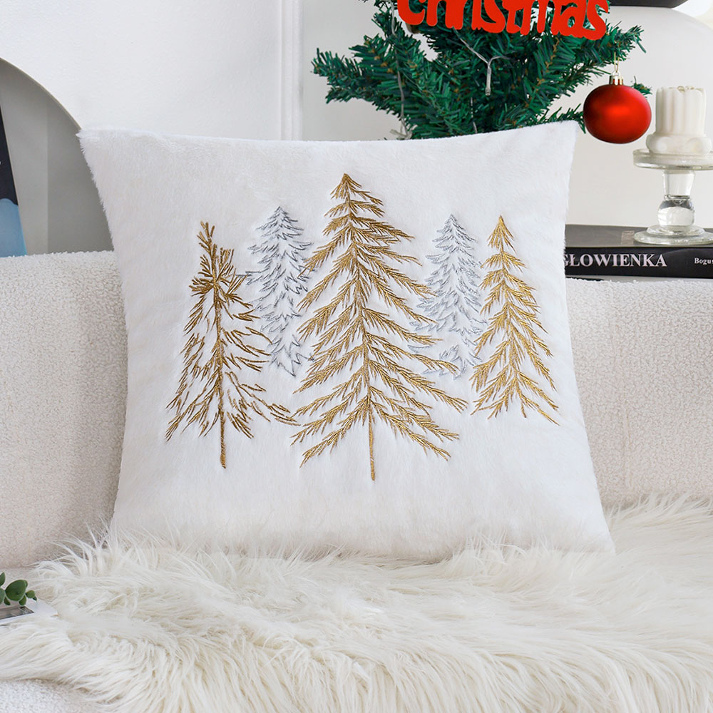 Embroidery Xmas - Poszewka na poduszkę z imitacji futra