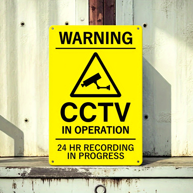 Embroidery Studio - Metalowy znak ostrzegawczy CCTV w stylu