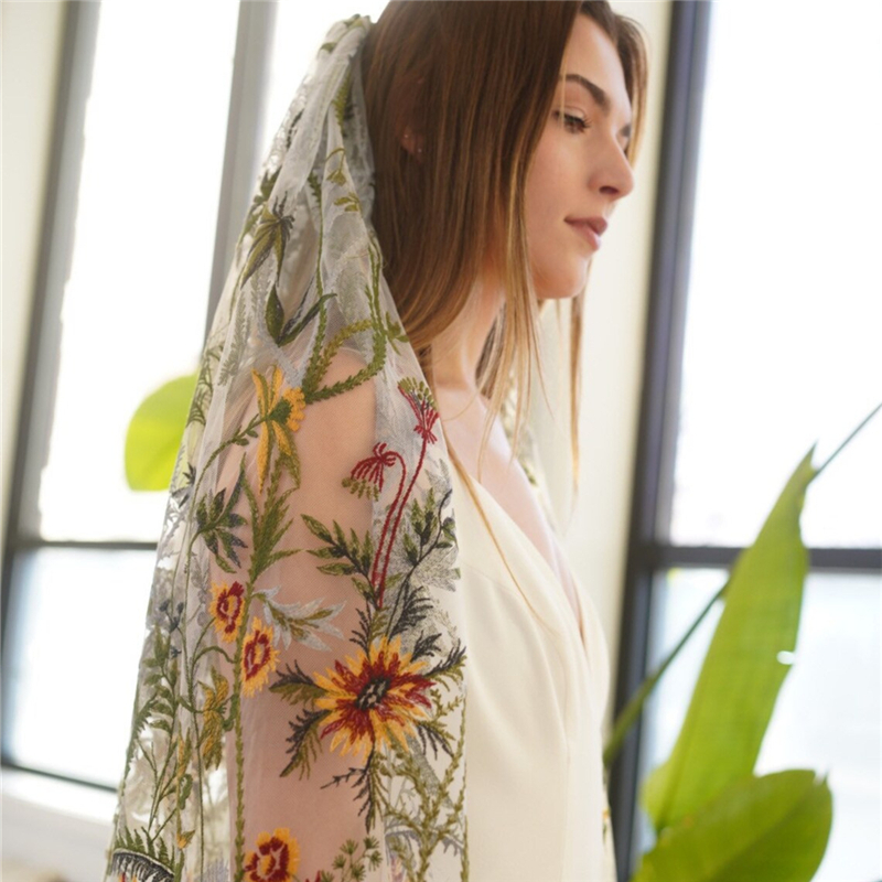 Kwiatowe welony ślubne z grzeb – Embroidery Yellow Flower recenzja i cena