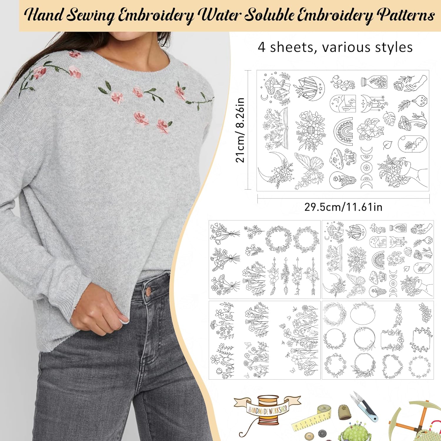 4 arkusze papieru do haftu roz – Embroidery Web recenzja i cena