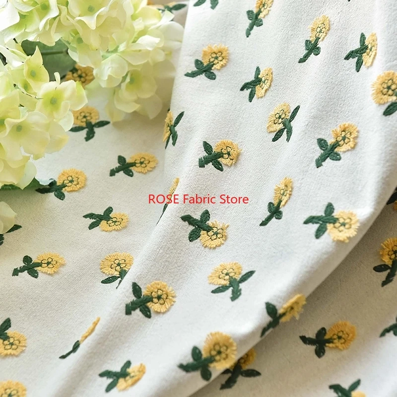 Tkanina lniano-bawełniana z ha – Embroidery Yellow Flower recenzja i cena