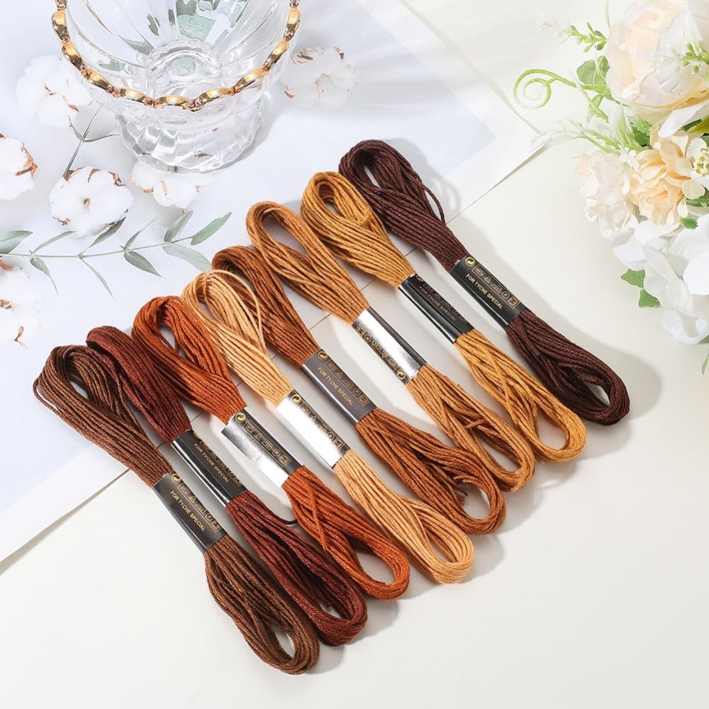 8 motków, 6 nici, brązowa muli – Embroidery Floss recenzja i cena