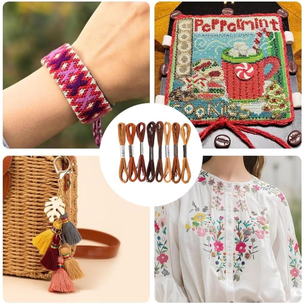 8 motków, 6 nici, brązowa muli – Embroidery Floss recenzja i cena