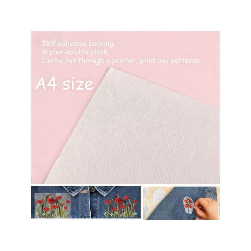 5 arkuszy A4, naklejki stabili – Embroidery Web recenzja i cena