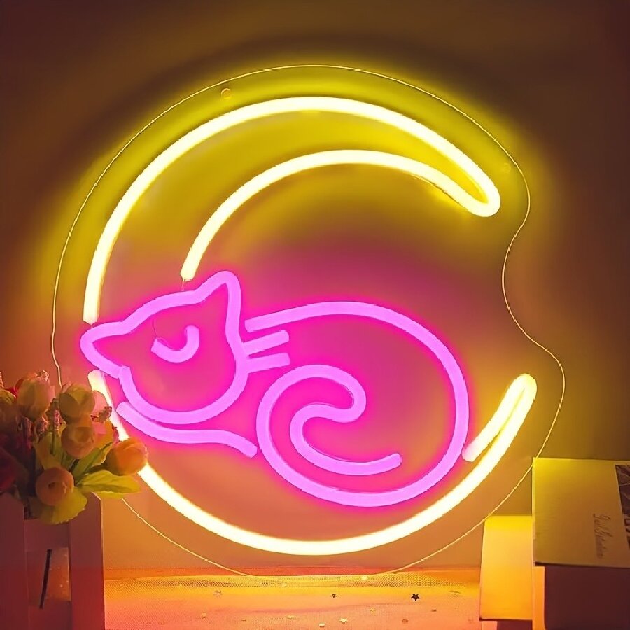 Neon Anime Cat & Moon do dekor – Embroidery Studio recenzja i cena